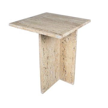 Cecil 14" Contemporary Natural Marble Handmade T-Shaped End Table - JONATHAN Y
